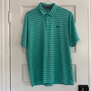 Under armour - the playoff polo - L - turquoise and navy stripes